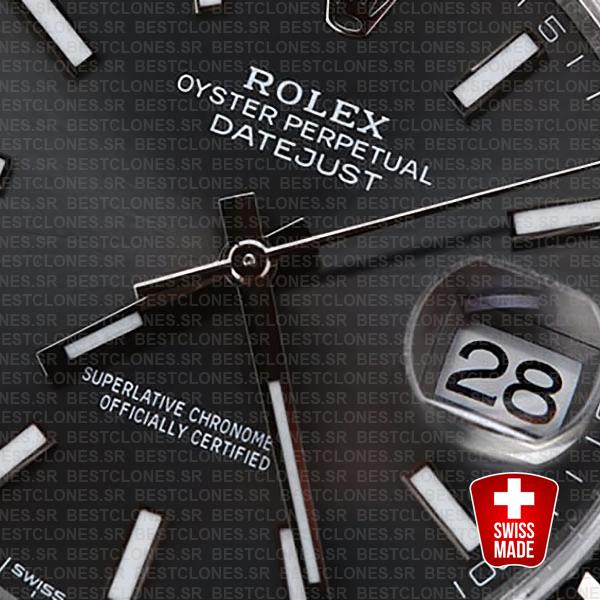 Rolex Datejust 41 Jubilee 2 Tone 18k White Gold Fluted Bezel Dark Rhodium Dial Stick Markers 126334 Swiss Replica
