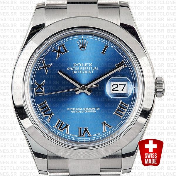 Rolex Datejust Ii Steel Blue Dial Roman Markers 41mm 116300
