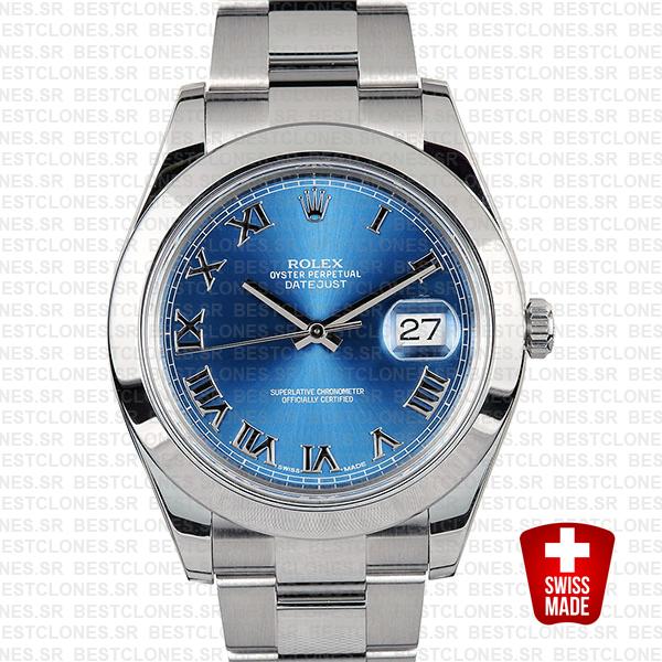 Rolex Datejust Ii Steel Blue Dial Roman Markers 41mm 116300