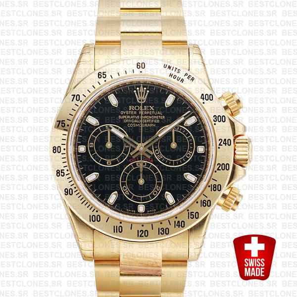 Rolex Cosmograph Daytona 116528 Gold Black Swiss Replica