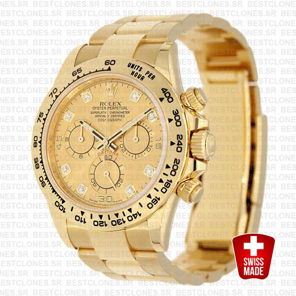 Rolex Cosmograph Daytona 18k Yellow Gold Wrap 904l Steel Diamond Gold Dial 40mm Ref:116508 Swiss Replica Watch