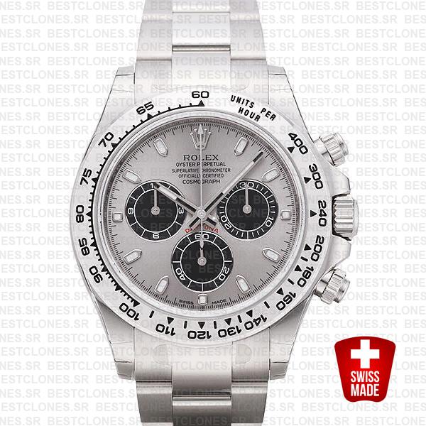 Rolex Daytona 18k White Gold Steel Dial 40mm 116509