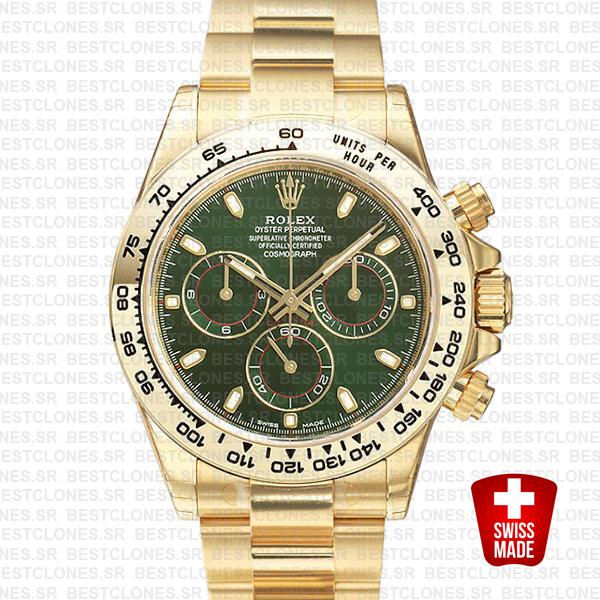 Rolex Daytona 2016 Yellow Gold Green 116508 40mm Swiss Replica