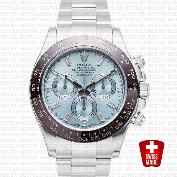 Rolex Daytona Platinum Ice Blue Diamond Markers Ceramic 116506 Swiss Replica