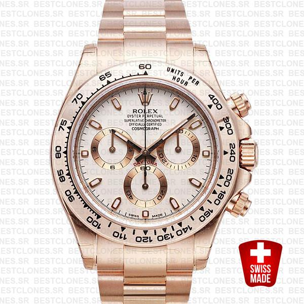 Rolex Daytona Rose Gold Ivory 116505 Swiss Replica