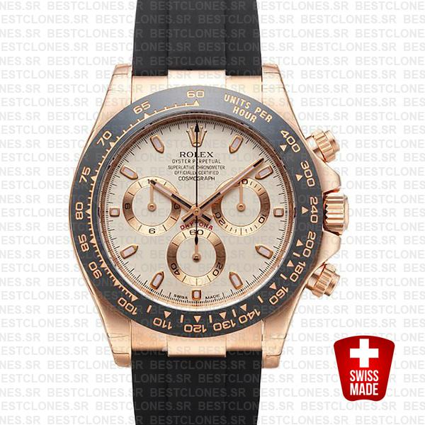 Rolex Daytona Rubber Rose Gold Ivory Ceramic 40mm