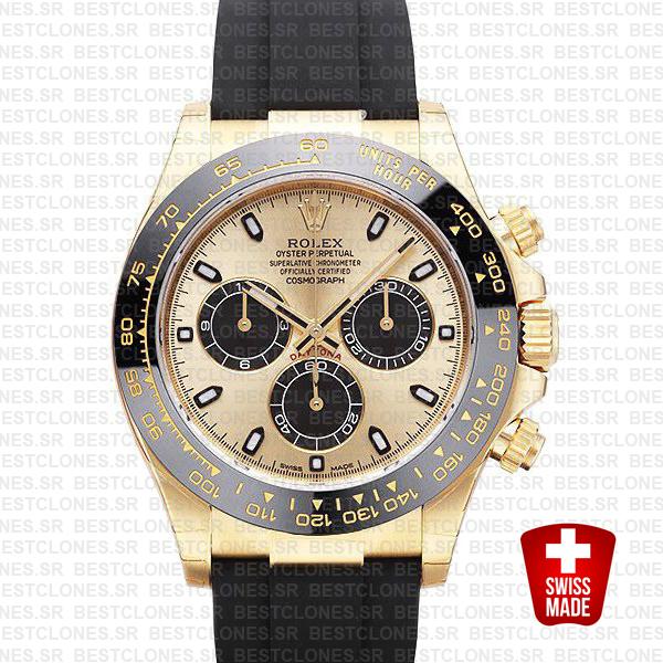 Rolex Daytona Rubber Yellow Gold Gold Dial Ceramic Bezel 40mm 116518ln