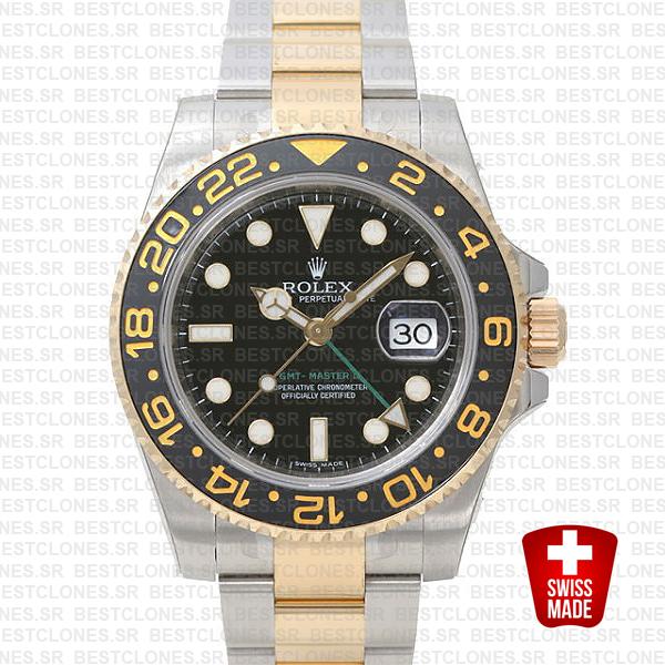 Rolex Gmt Master Ii 2 Tone Black Ceramic 40mm Oversized 116713