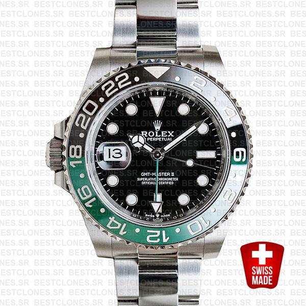 Rolex Gmt Master Ii Left Hand Green Black 126720vtnr Swiss Replica