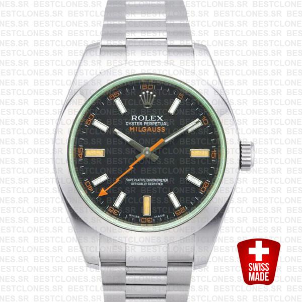 Rolex Milgauss Black Dial Green Crystal 40mm 116400 Swiss Replica