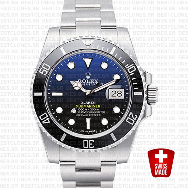 Rolex Submariner Blaken D Blue Dial Black Ceramic Bezel Steel