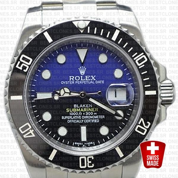 Rolex Submariner Blaken D Blue Dial Black Ceramic Bezel Steel