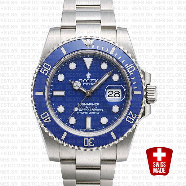 Rolex Submariner 18k White Gold Blue Ceramic 40mm 116619