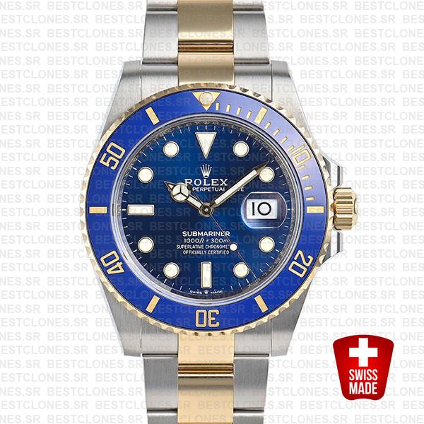 Rolex Submariner 41mm 2tone 904l Steel 18k Yellow Gold Wrap Blue Dial Ceramic Bezel 126613lb Swiss Replica