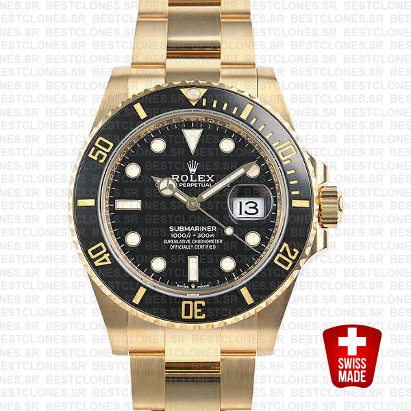 rolex submariner gold 41mm black ceramic 126618ln swiss replica 1