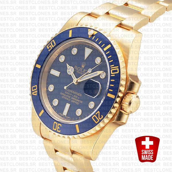 Rolex Submariner Gold Blue Diamonds Ceramic 40mm 116618