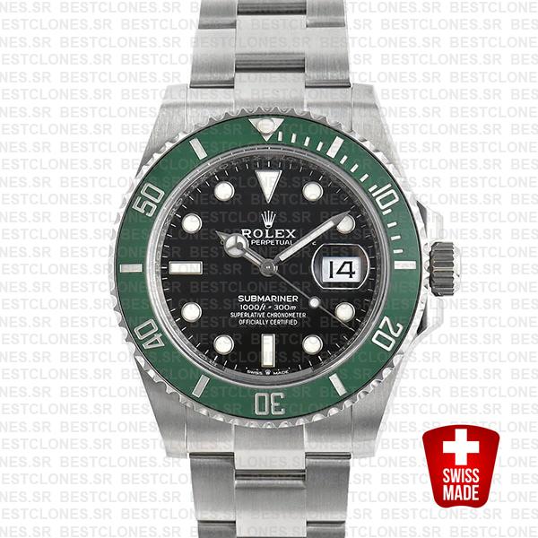 Rolex Submariner Kermit 41mm Green Ceramic Bezel 904l Steel 126610lv Swiss Replica