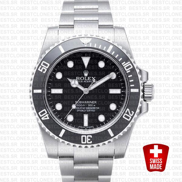 Rolex Submariner Steel No Date Black Ceramic 40mm 114060