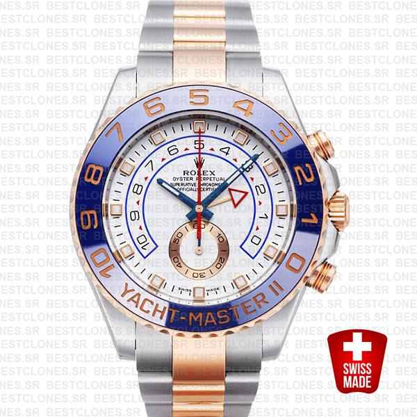 Rolex Yacht Master Ii 2 Tone White Dial 44mm 116681