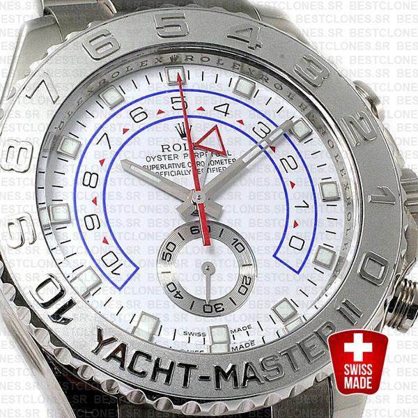 Rolex Yacht Master Ii White Dial 18k White Gold Platinum116689 44mm