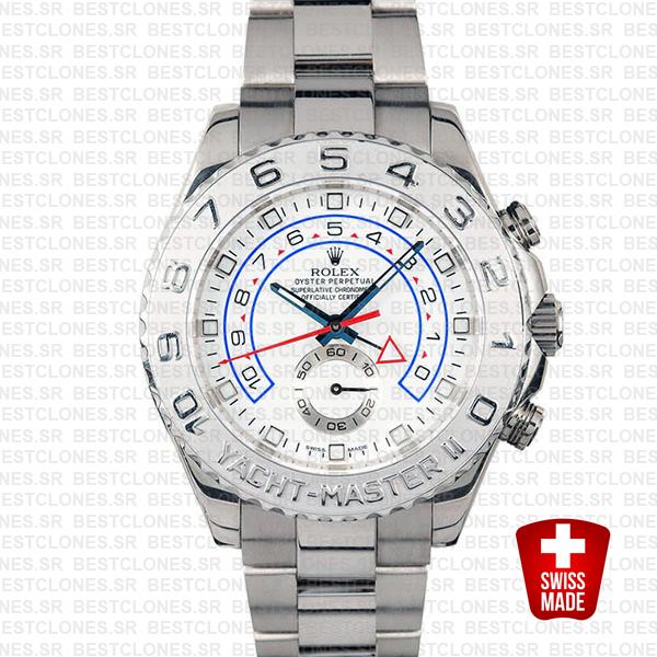 Rolex Yacht Master Ii White Dial 18k White Gold Platinum116689 44mm